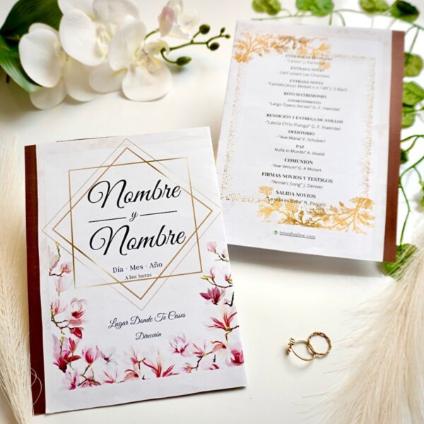 Portada de la opción dos caras del programa musical clásico 2 para boda, diseño elegante